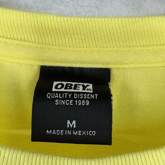 OBEY Men’s Long Sleeve Andre Giant Star-Shapard Fairey-T Shirt M‎ Yellow Lemon - Picture 6 of 7